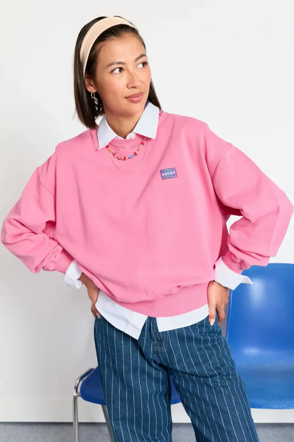 Perpète Kelly sweat rose vintage coton bio