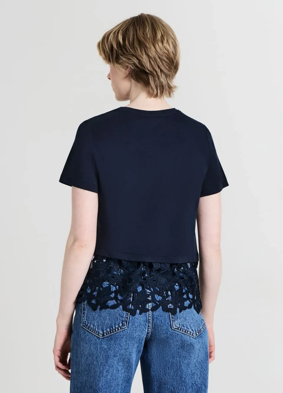 Calliope t-shirt coton femme col rond bas broderie