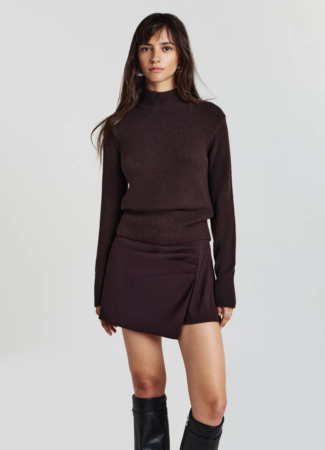 Calliope maglia pull col roulé femme manches longues