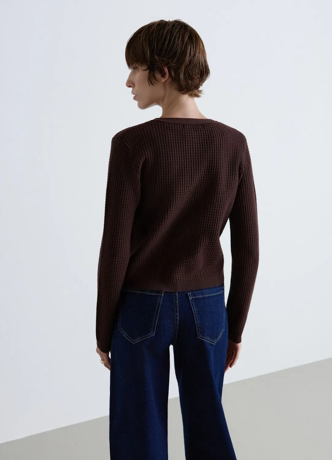 Calliope cardigan femme maille nid d’abeille boutons