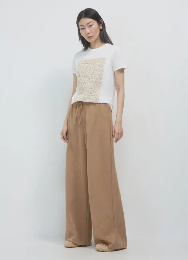 Calliope pantalon palazzo jogger simili daim femme regular