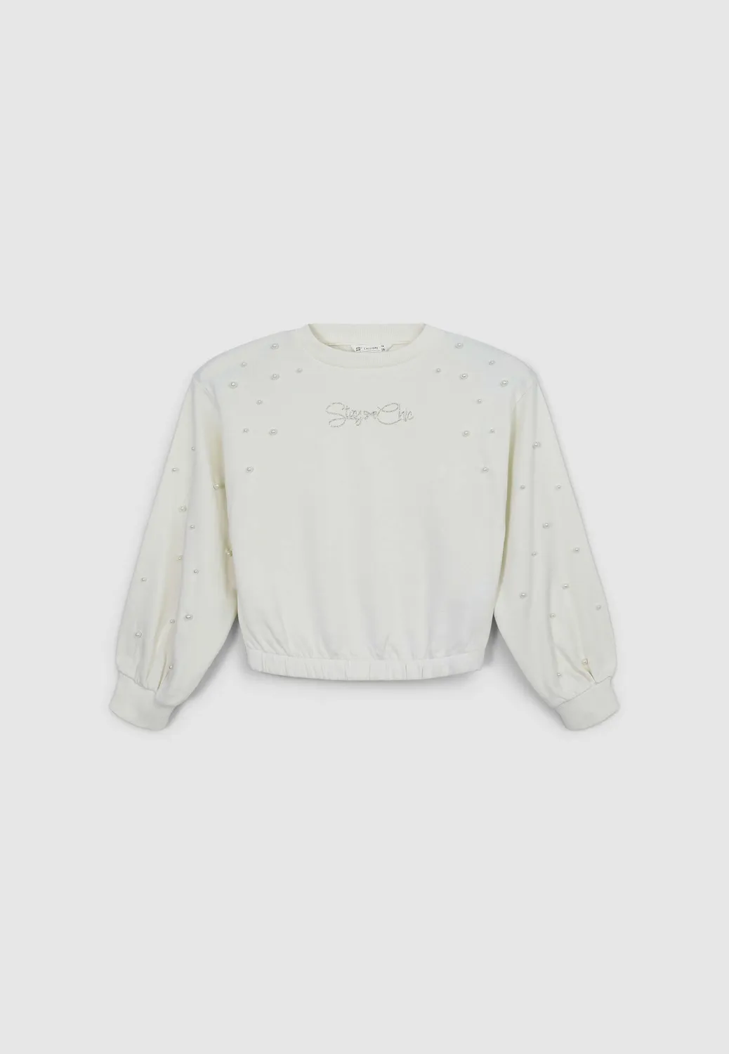 Calliope Sweat Perles Fille Col Rond Coton