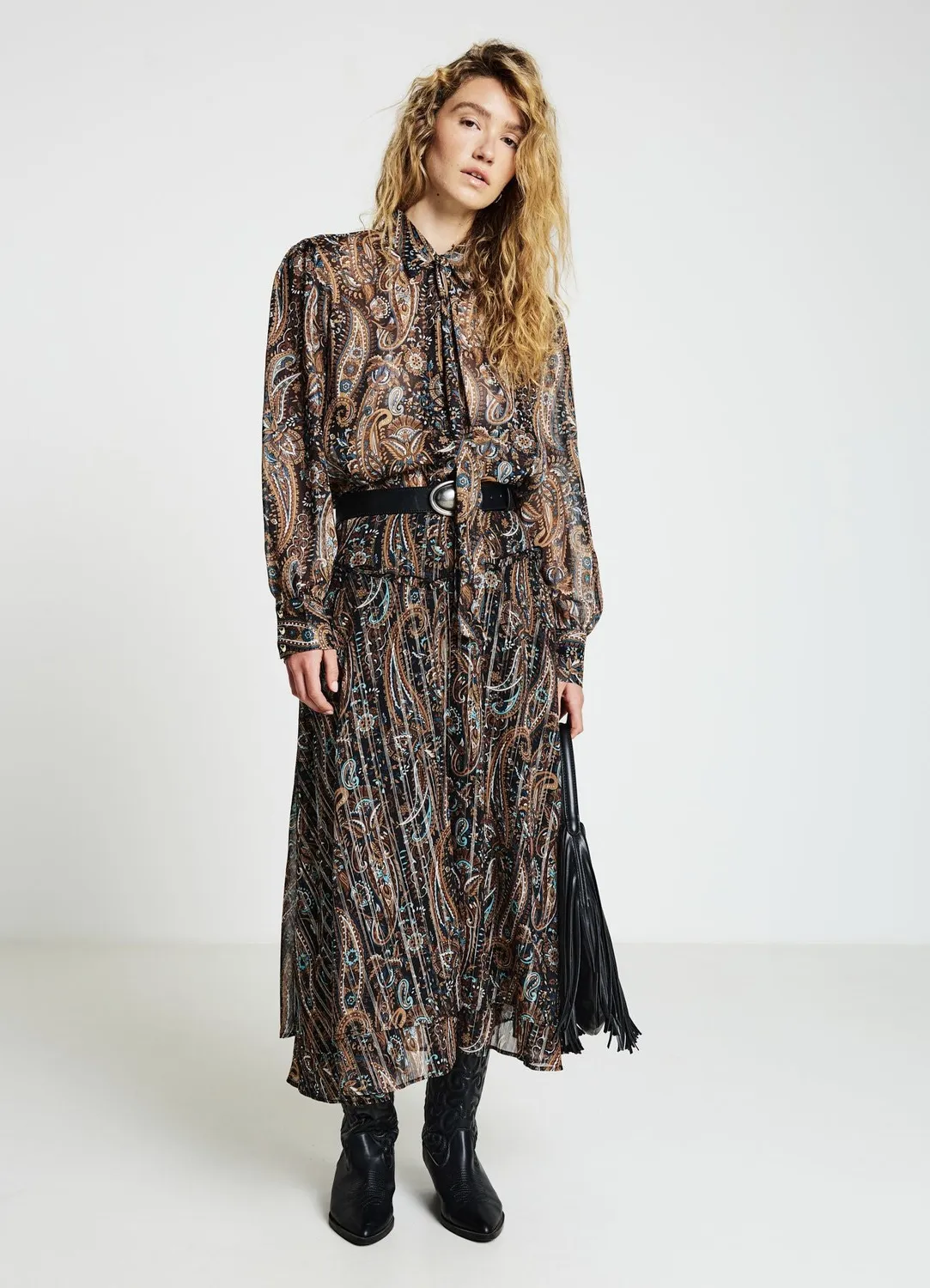 Calliope jupe longue volants femme motif paisley