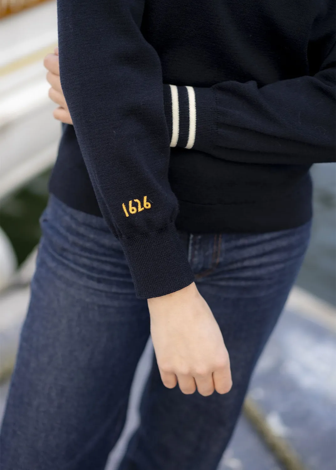 Saint James Suffren x Marine Nationale pull femme navy laine