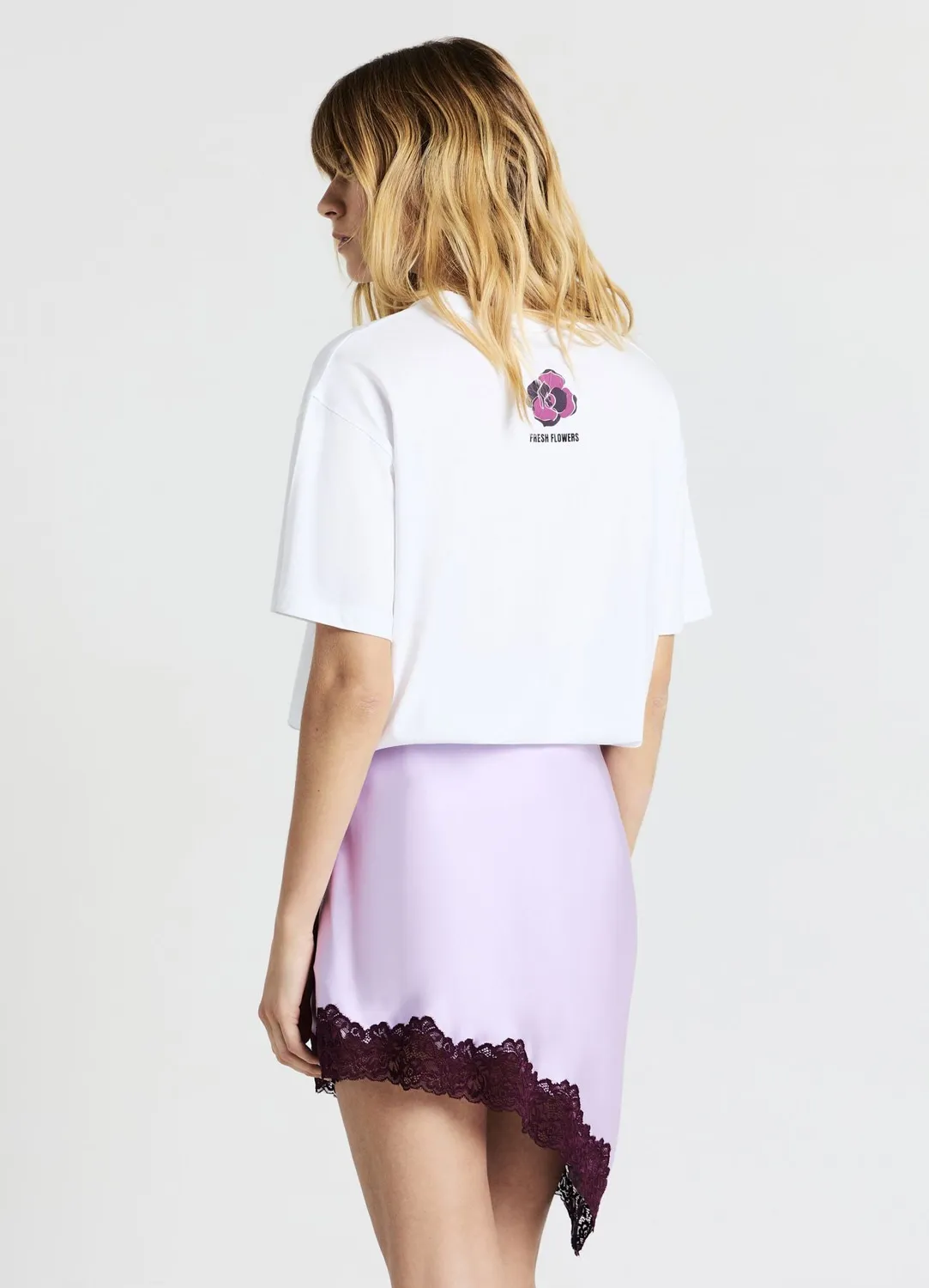 Calliope jupe mini satin dentelle femme