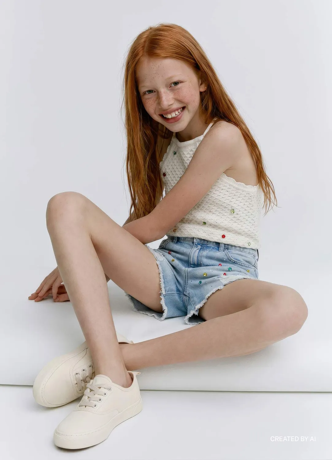 Calliope short mom fille jean déchiré frangé