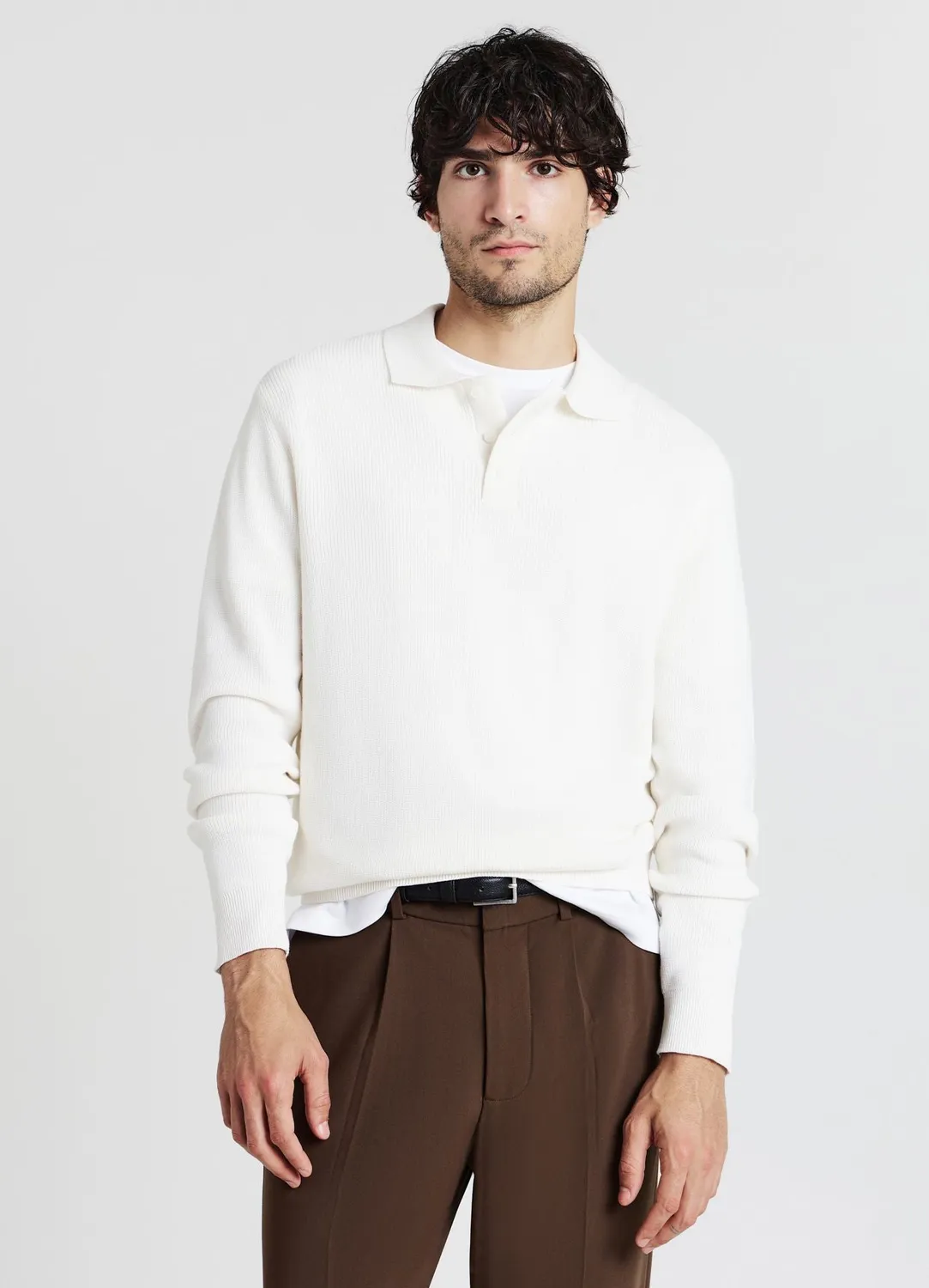 Calliope coton polo pull homme manches longues