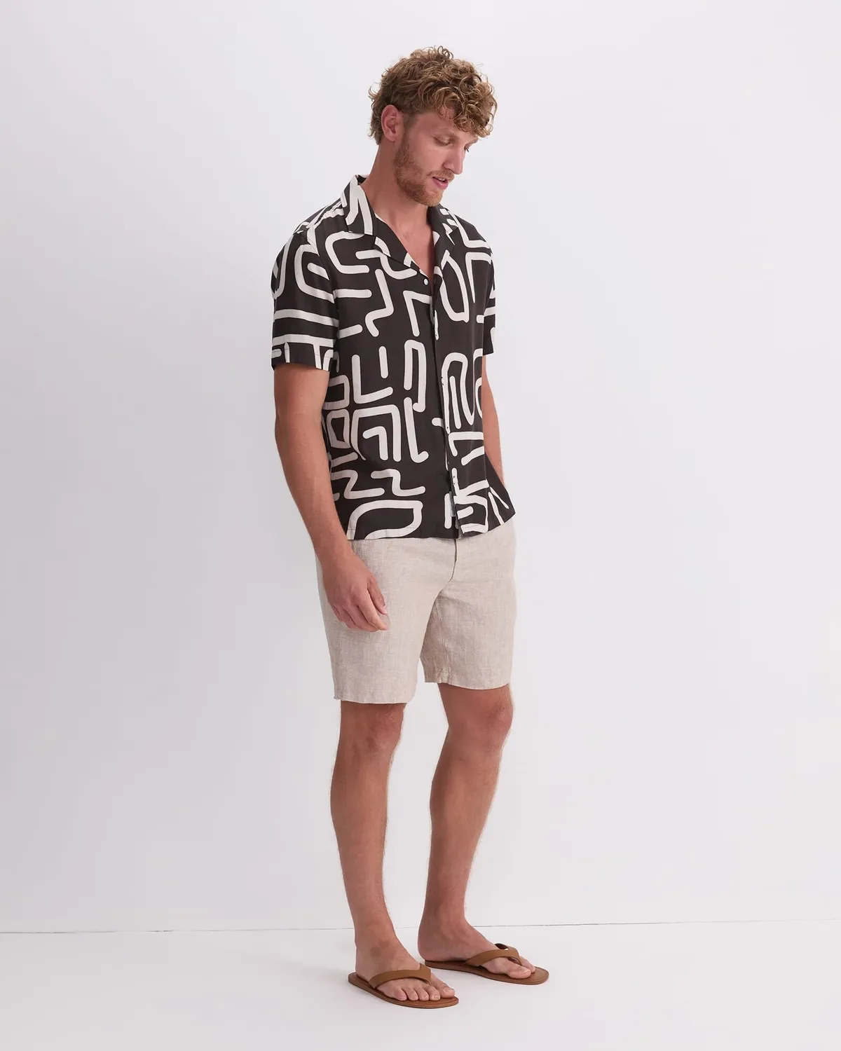 Sportscraft Kewarra Chemise Lin Homme Imprimée Col Campagne