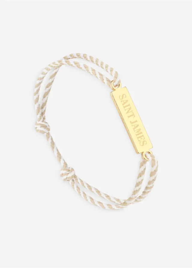 Saint James Logo bracelet or rayé blanc beige