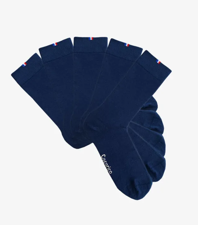 Cocorico Pack Intemporel chaussettes homme marine x5 coton