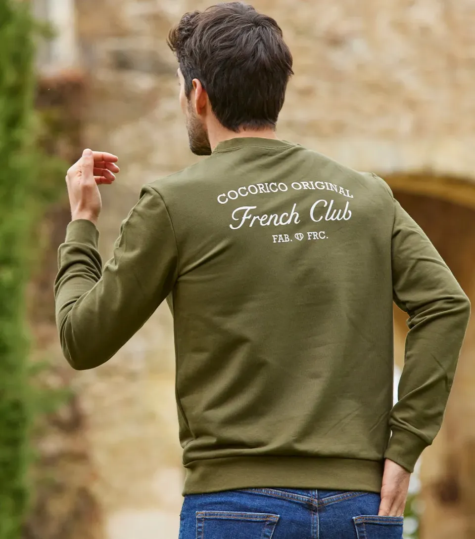 Cocorico French Club sweat homme kaki coton