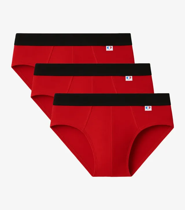Cocorico Intemporel slip homme rouge x3 coton