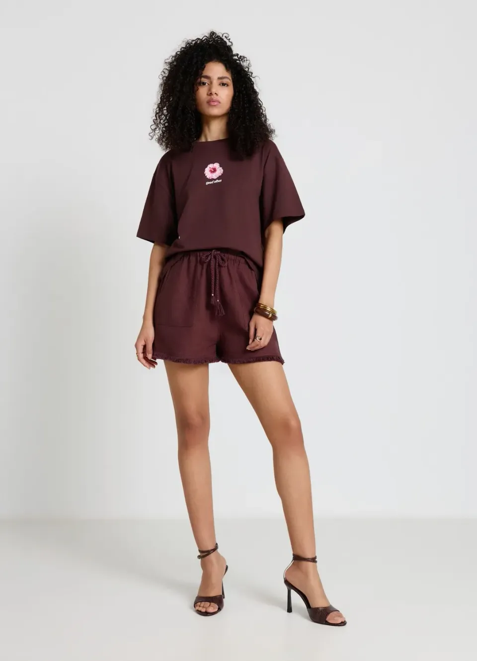 Calliope lin short femme taille haute franges