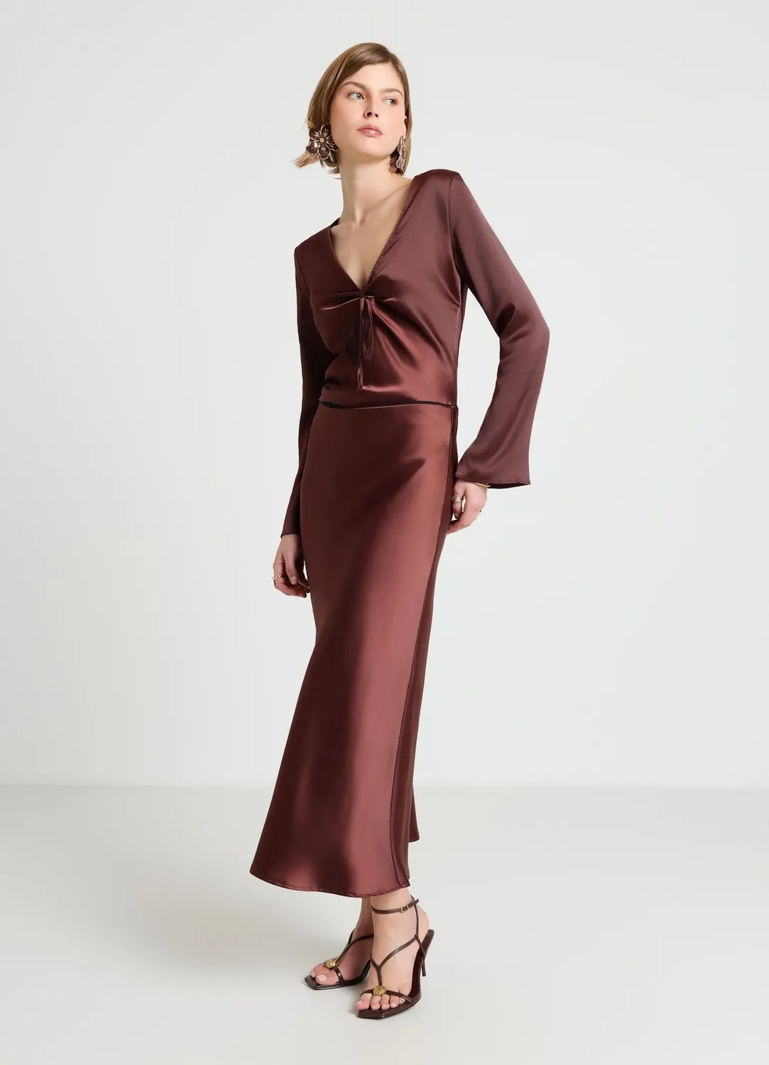 Calliope Longuette similsatin jupe midi satinée