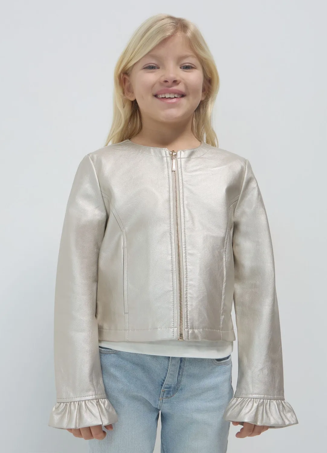 Calliope Blouson biker simili cuir volants fille