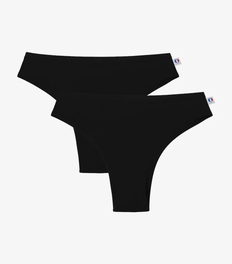 Cocorico Intemporel Tanga Femme Noir x2 Coton