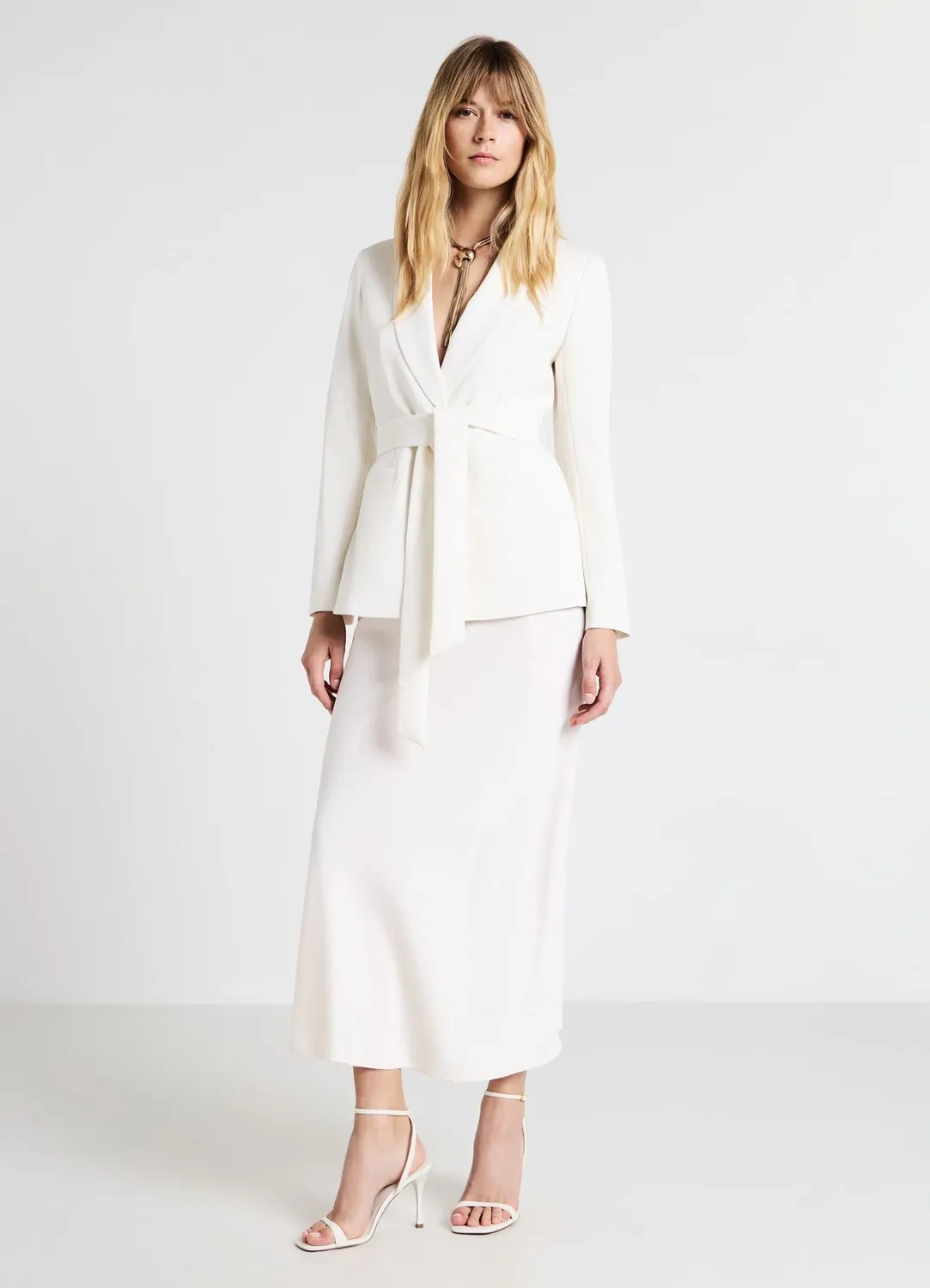 Calliope veste ceinture femme col châle unie