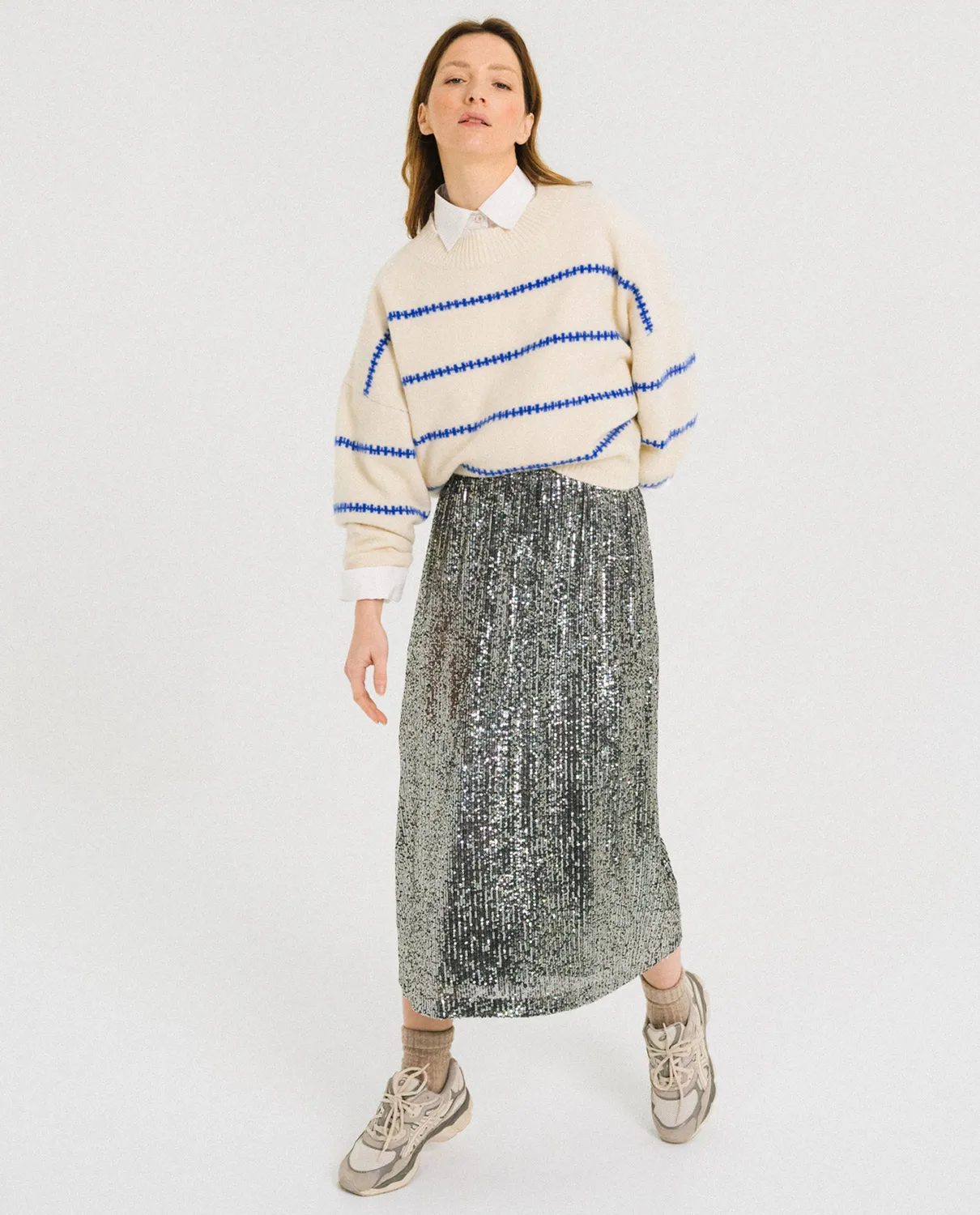 Tinsels Famous Party jupe midi maille à sequins