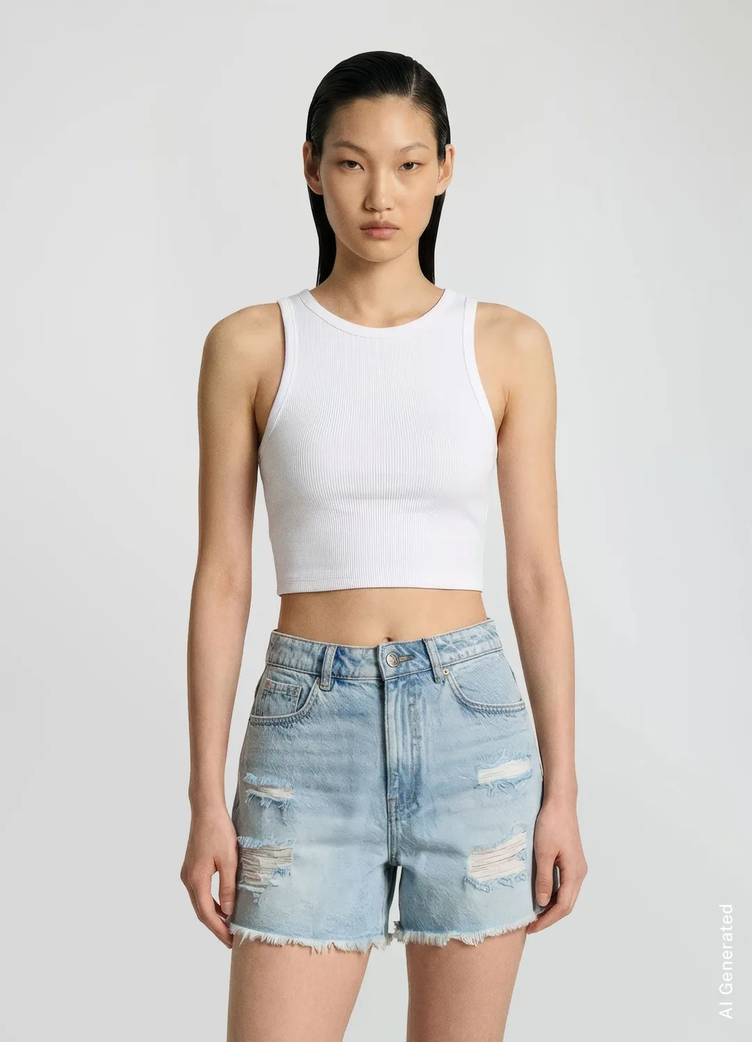 Calliope short mom denim déchiré femme