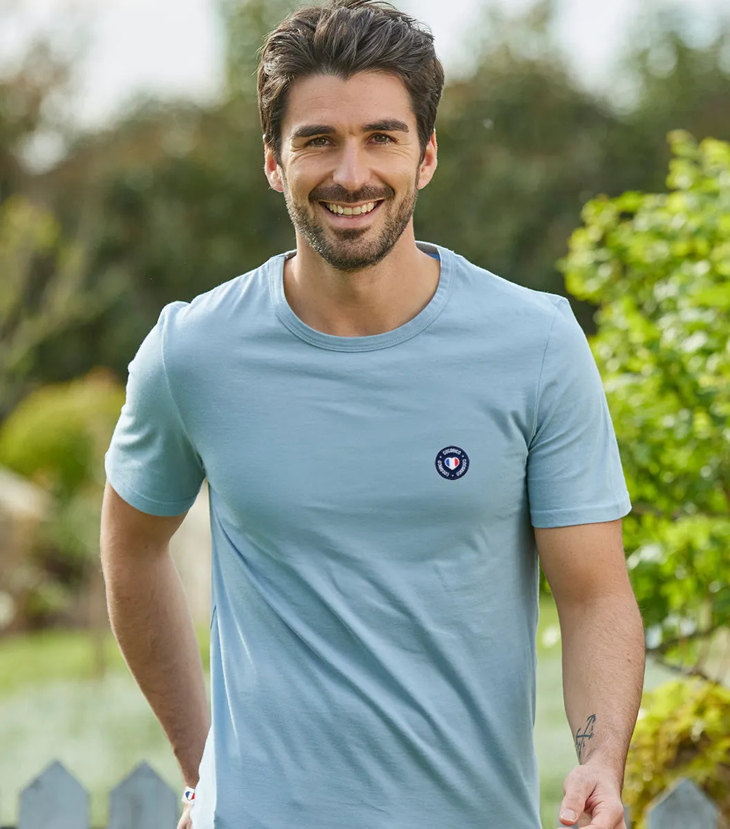 Cocorico Blason t-shirt homme ciel 100% coton