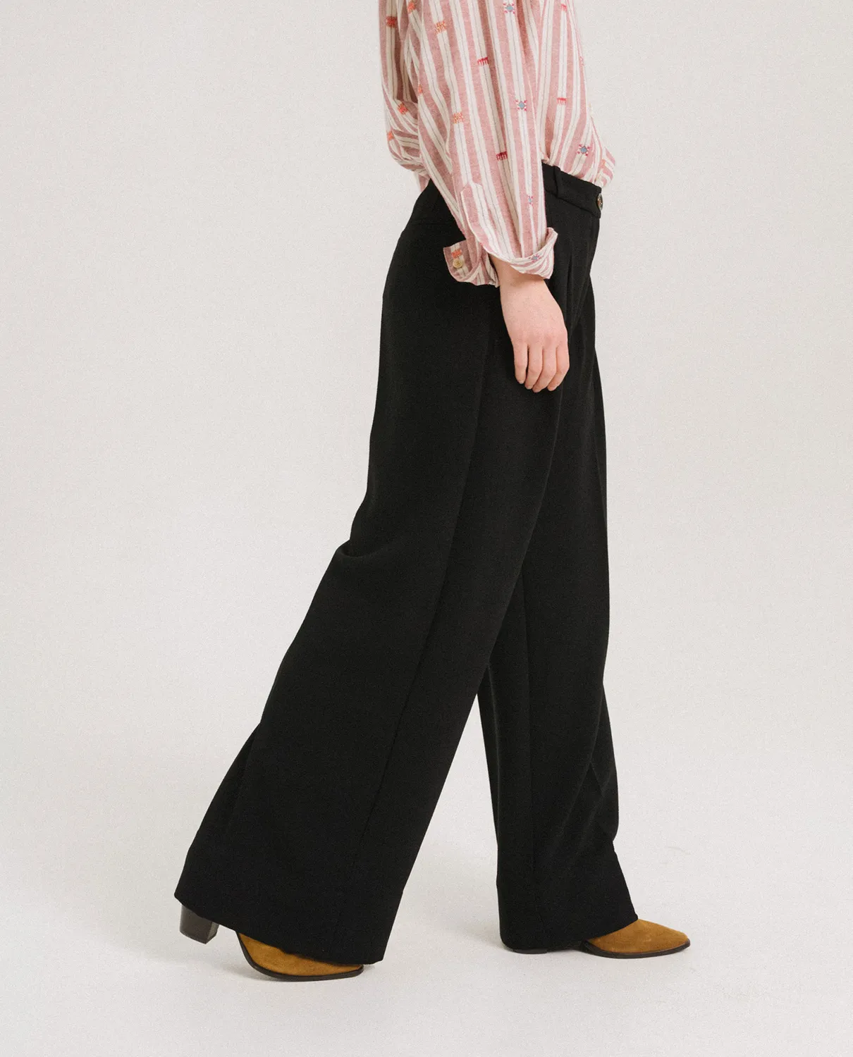 TINSELS UPTON NOIR pantalon large crêpe fluide