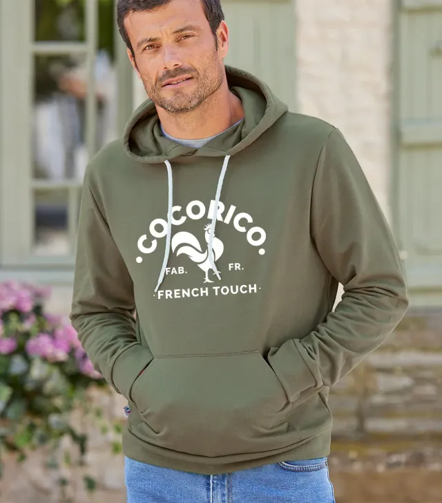 Cocorico Coq Français Kaki hoodie homme coton