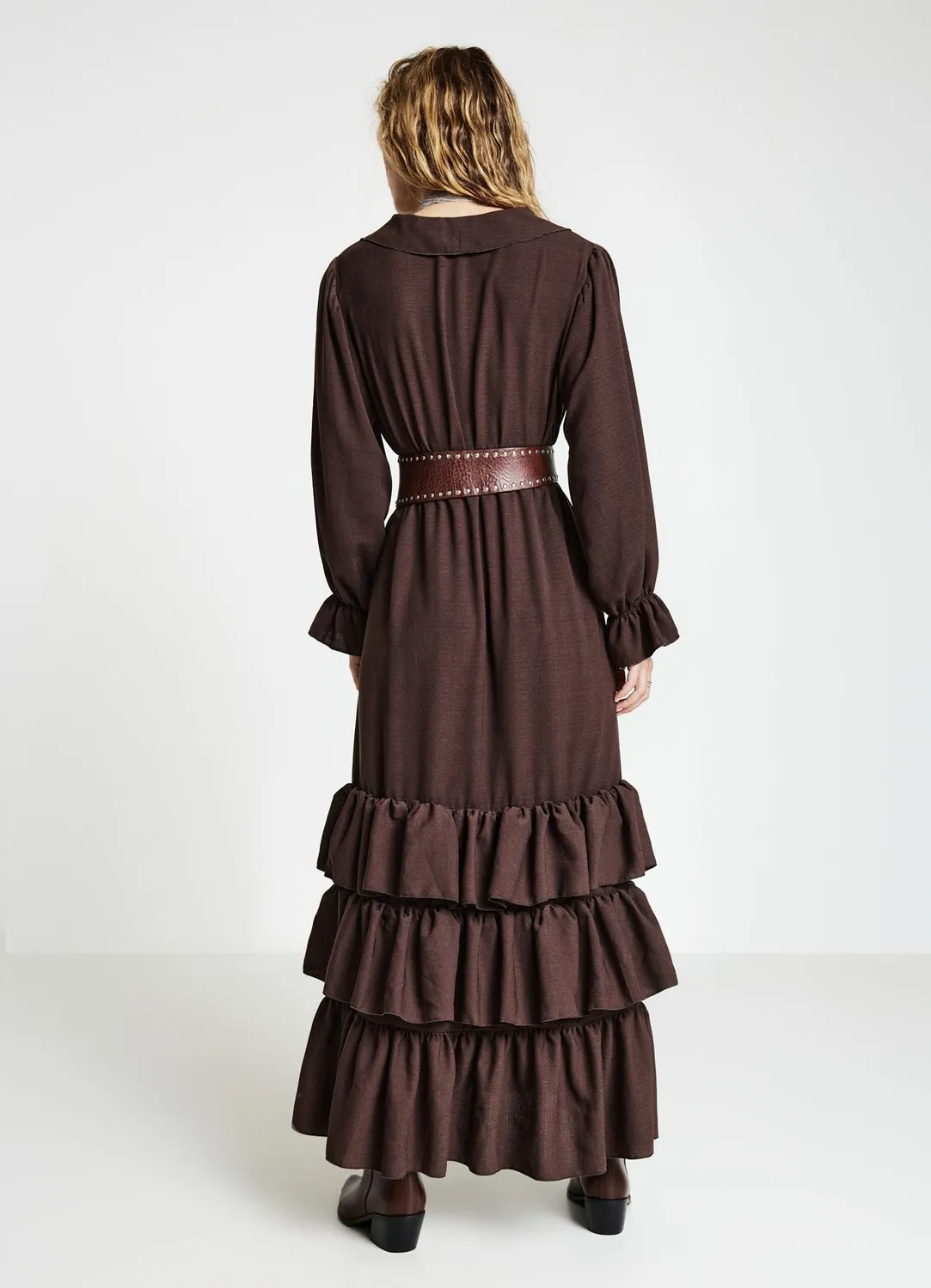 Calliope Atelier robe longue volants femme col V