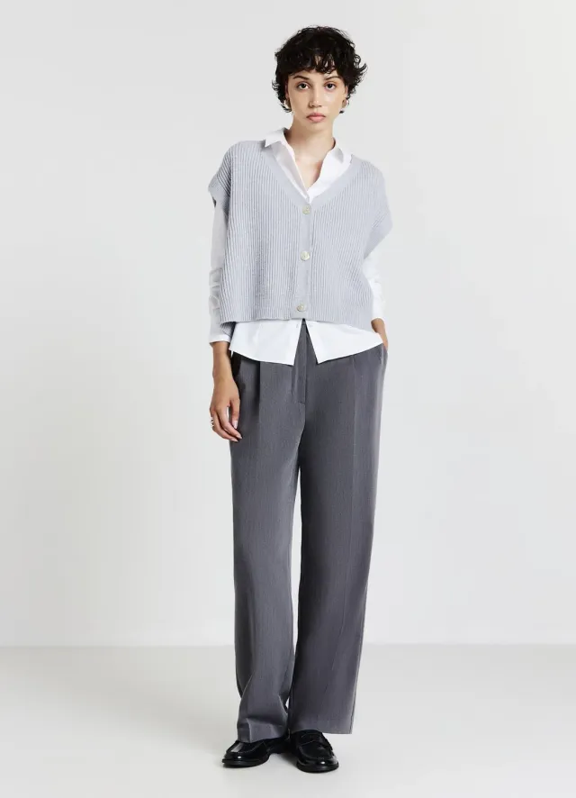 Calliope Gilet À Côtes femme col V boutonné sans manches