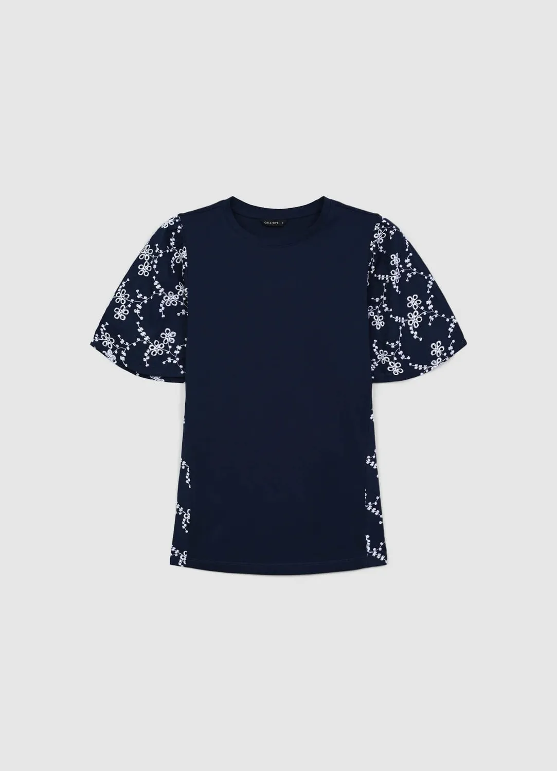 Calliope t-shirt coton femme broderie anglaise col rond
