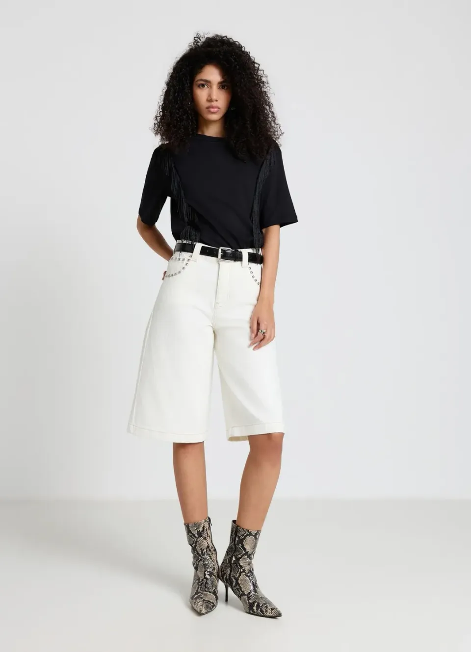 Calliope Bermuda denim à clous short femme