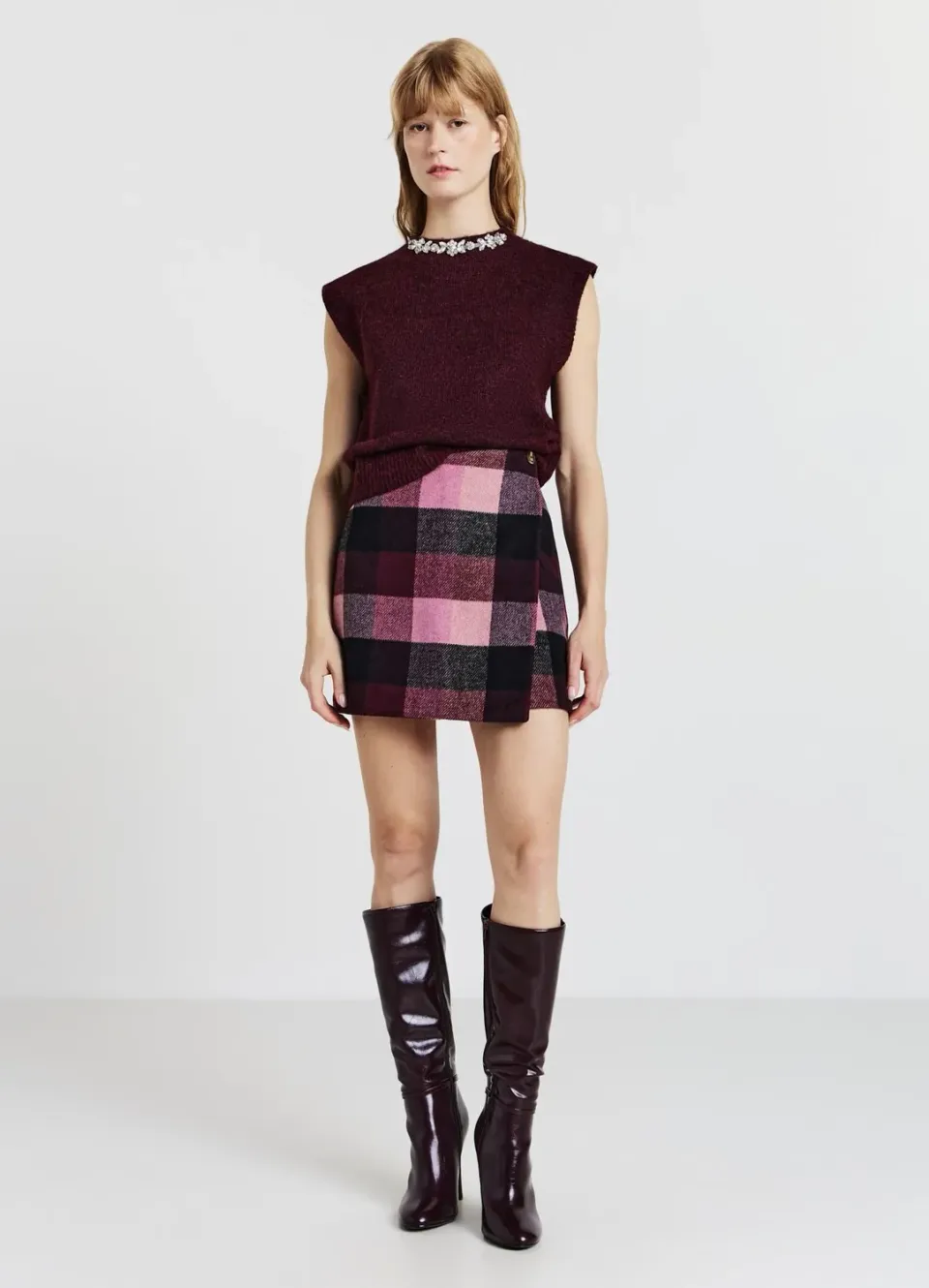 Calliope jupe-short à carreaux femme urbaine