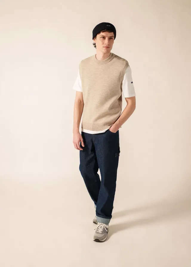 Saint James Cancale pull sans manches beige laine
