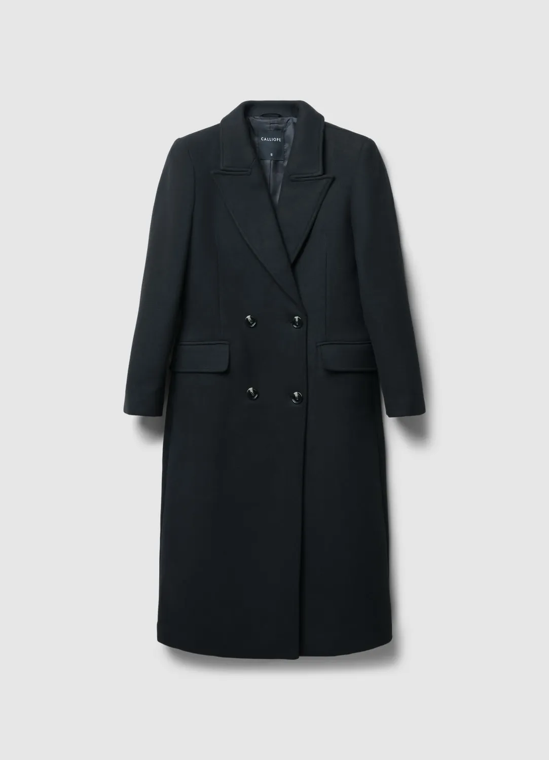 Calliope manteau long femme double boutonnage uni