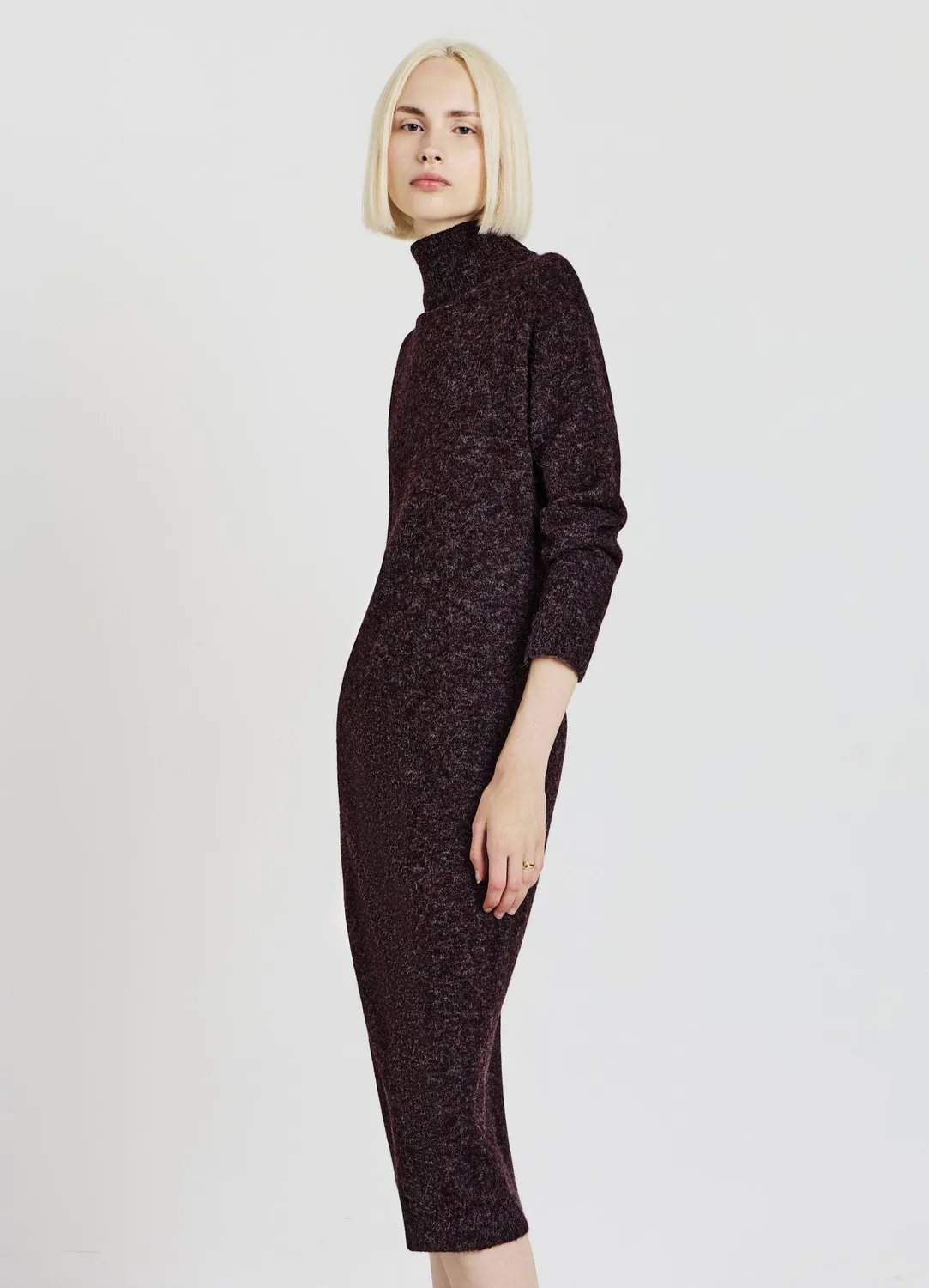 Calliope robe pull femme col roulé maille unie