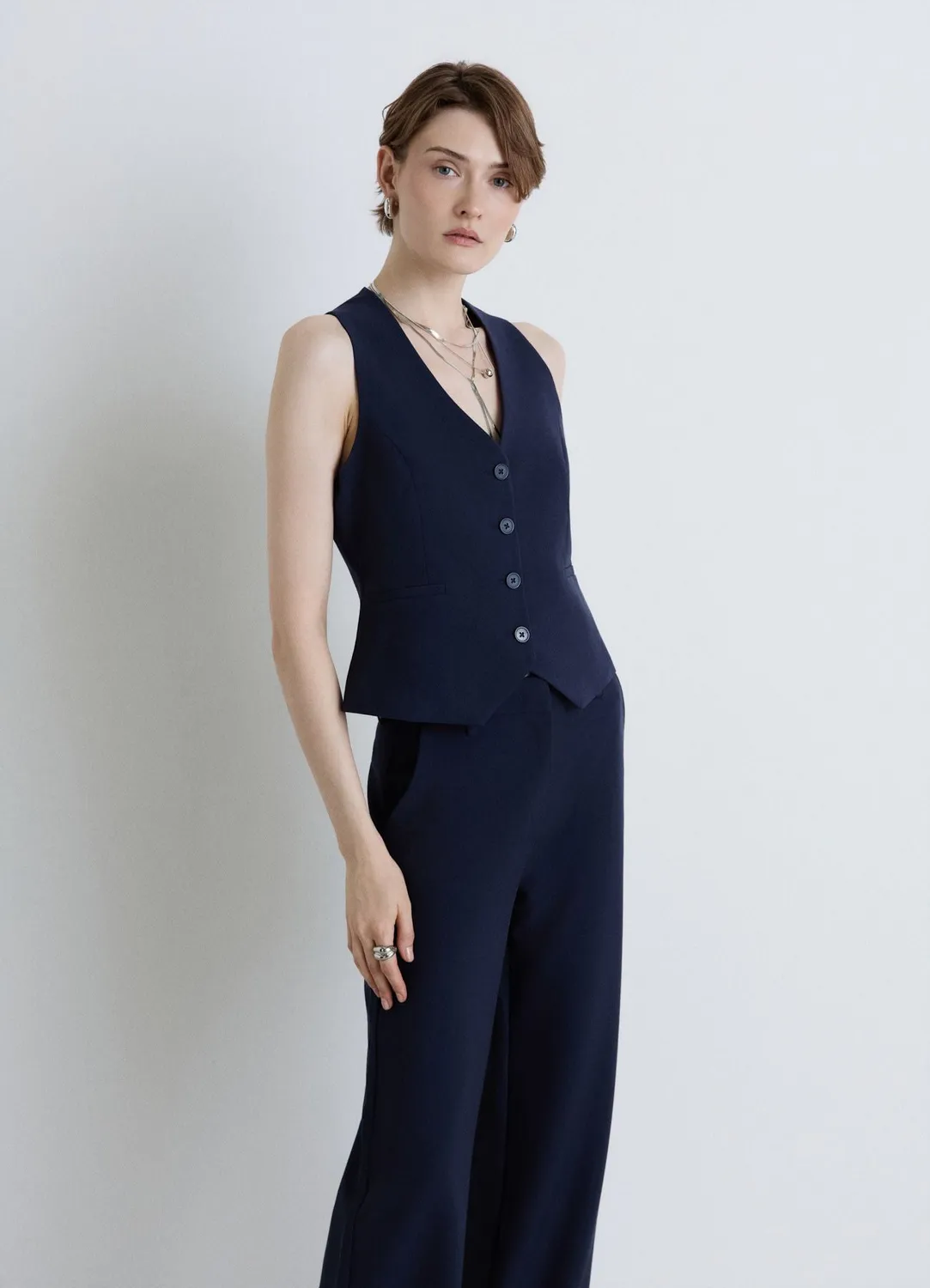 Calliope Gilet col V boutons gilet femme tailleur