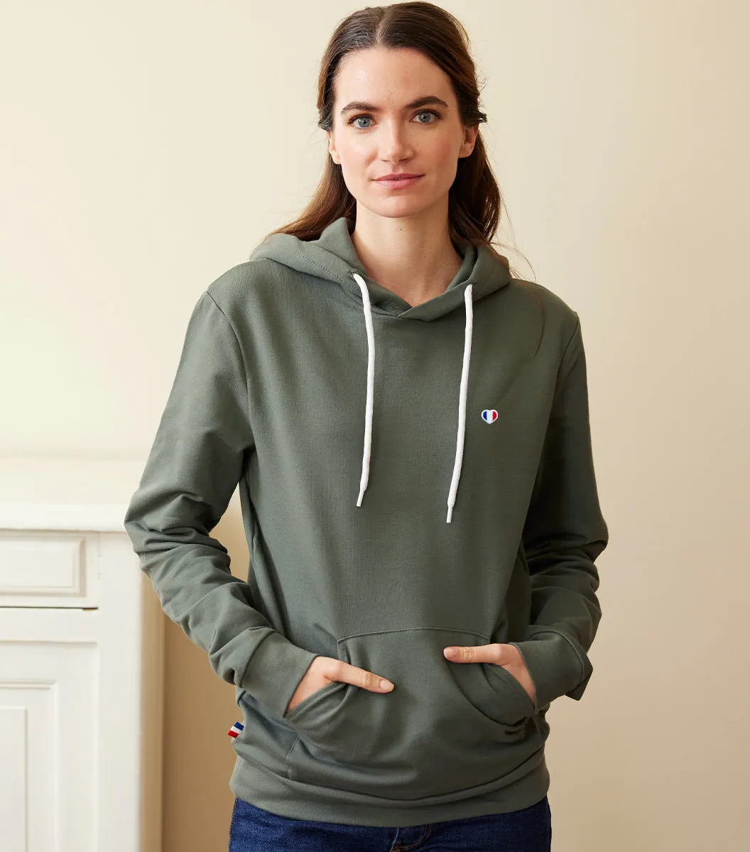 Cocorico Iconique sweat capuche femme sauge coton