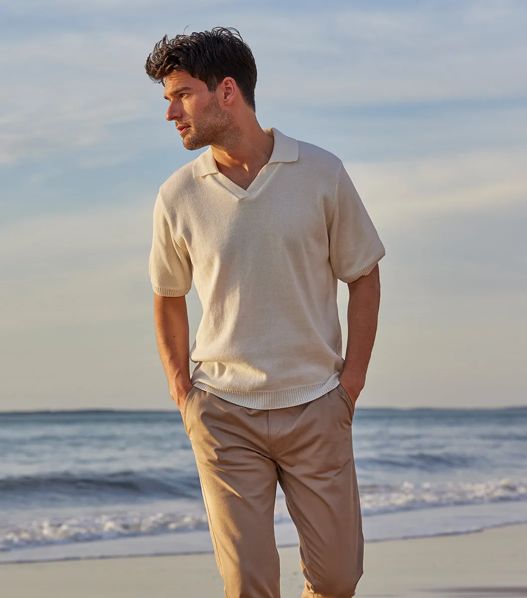 Cocorico Maille polo homme écru coton