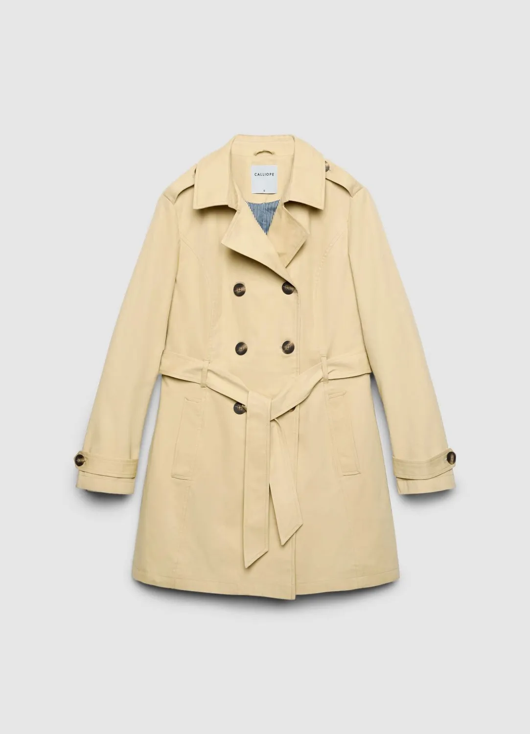 Calliope trench double boutonnage femme XS ceinture unie