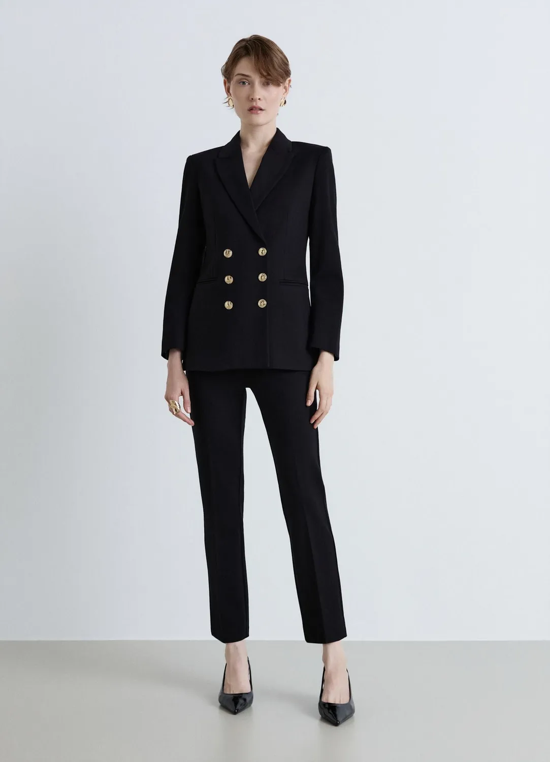 Calliope pantalon cigarette uni pantalon femme pli central