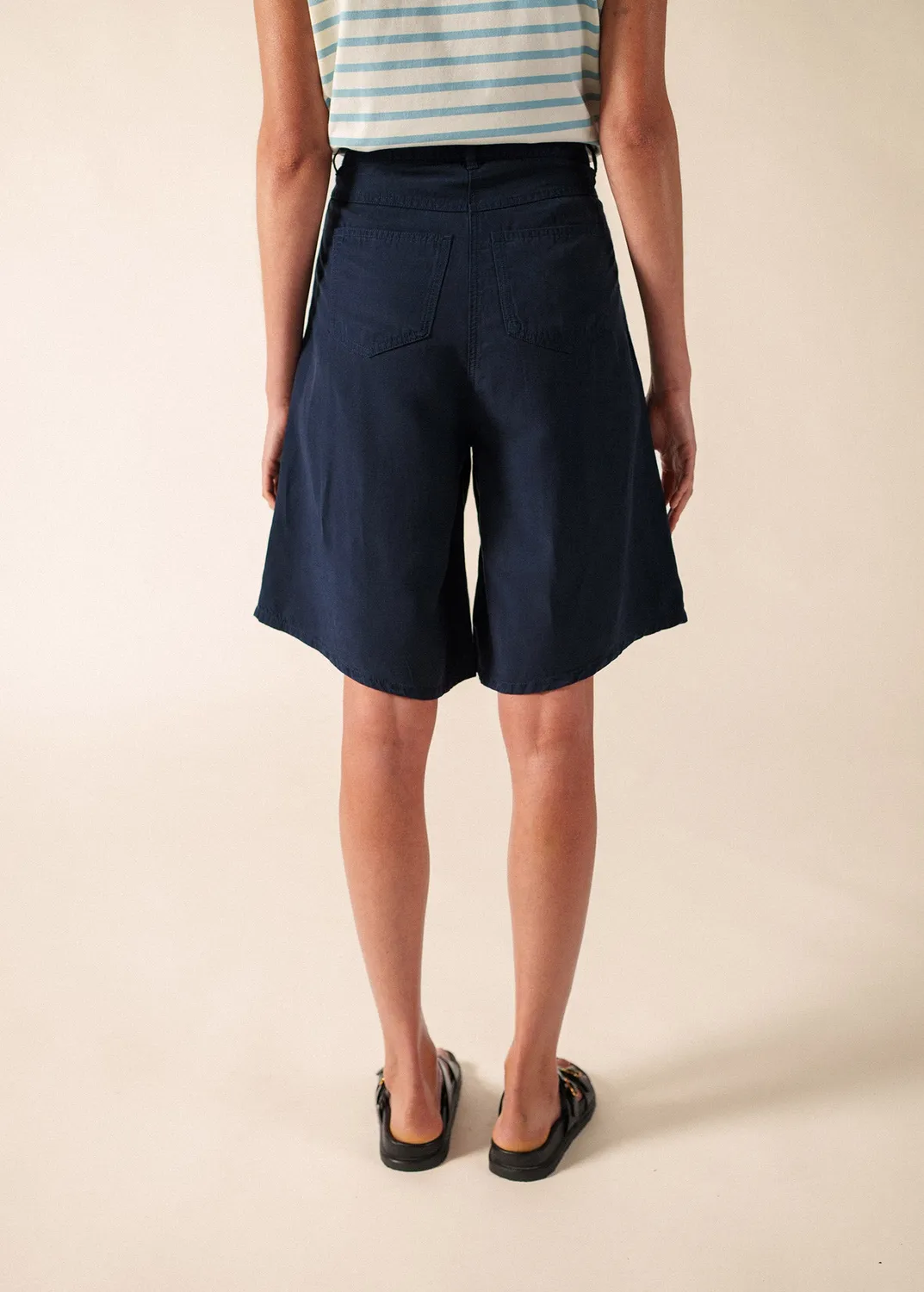 Saint James Manon short marine toile lyocell lin