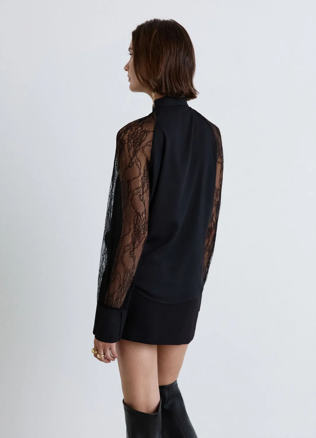 Calliope blouse nœud dentelle blouse femme manches longues