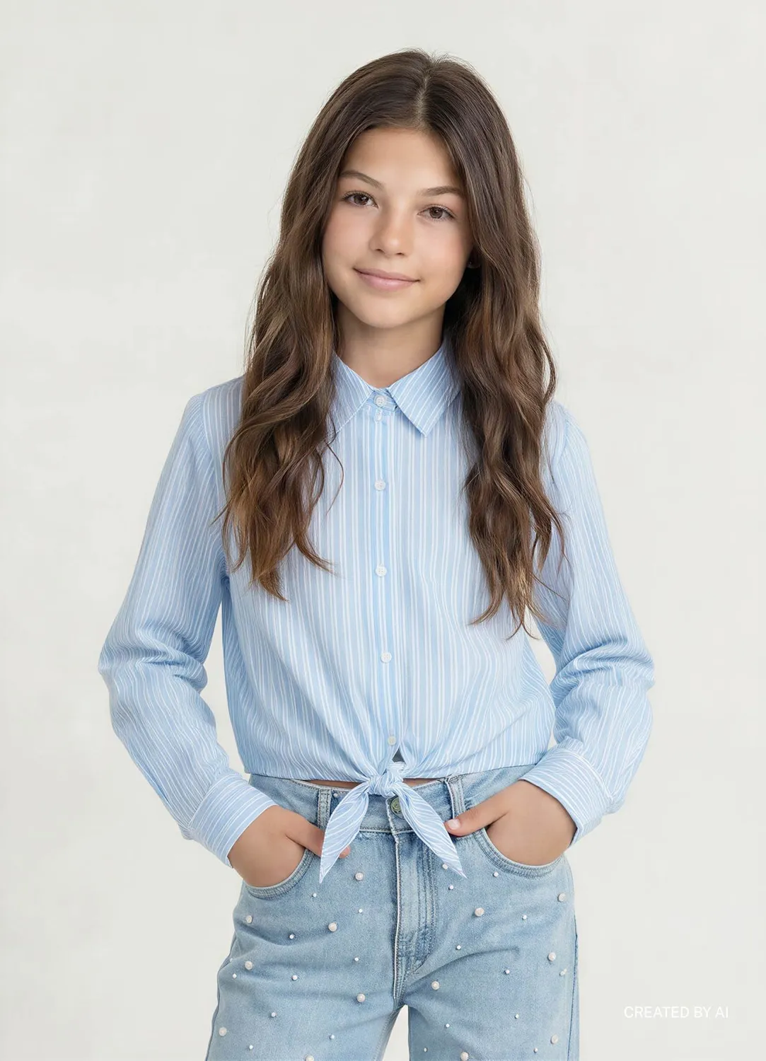 Calliope chemise crop rayures fille à nœud