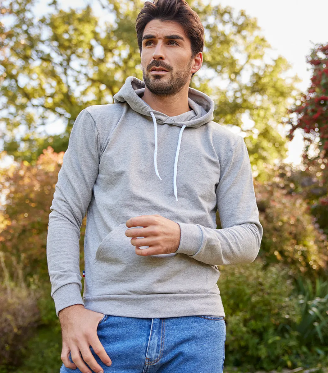 Cocorico Intemporel sweat à capuche homme gris coton