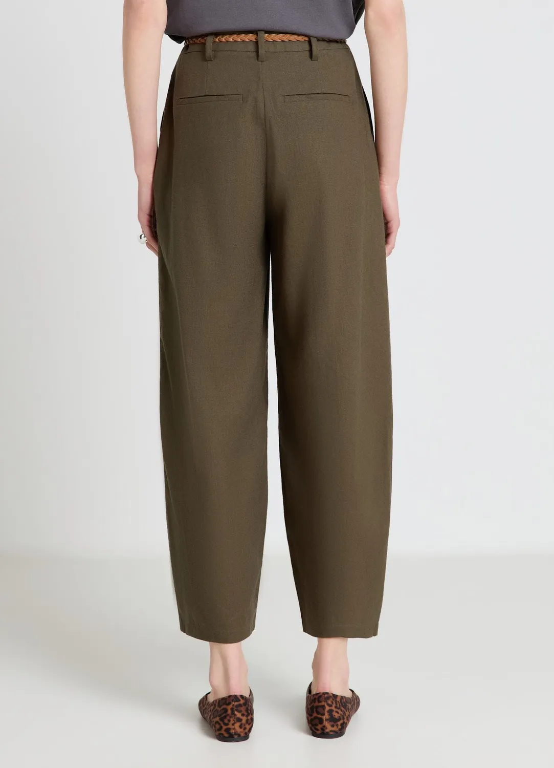 Calliope Balloon pantalon femme taille haute ceinture tressée