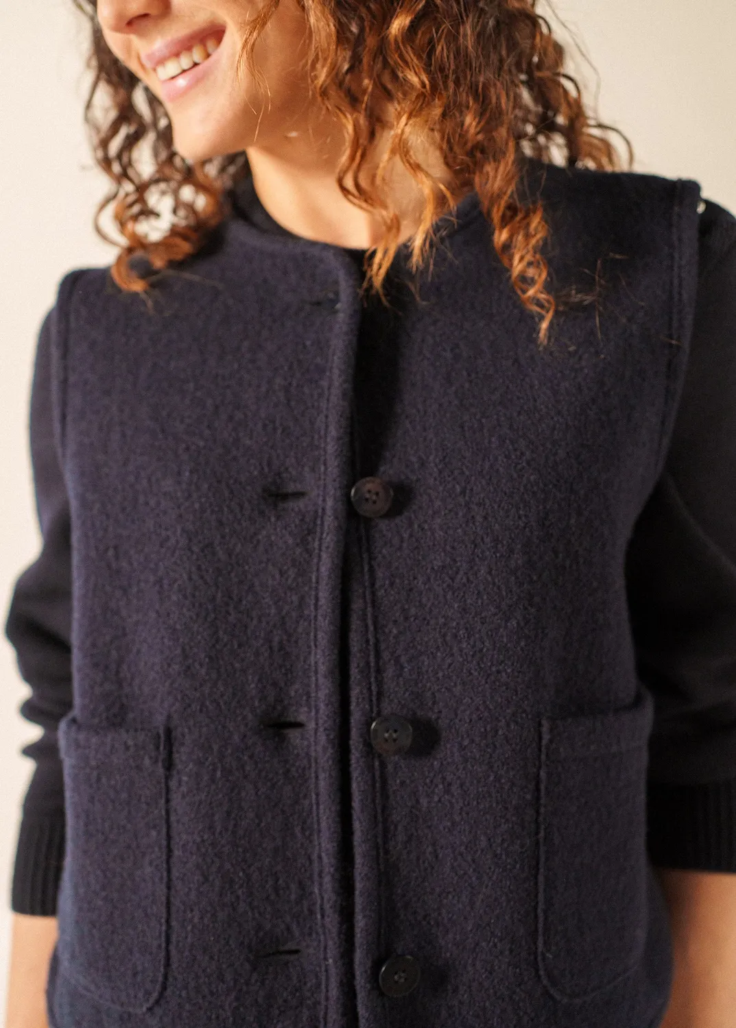 Saint James Jura veste sans manche navy laine