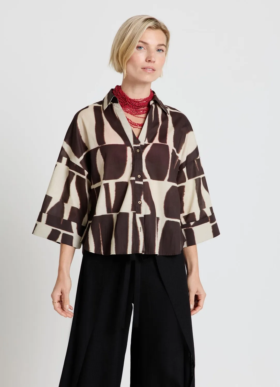 Calliope chemise col V femme imprimé géométrique