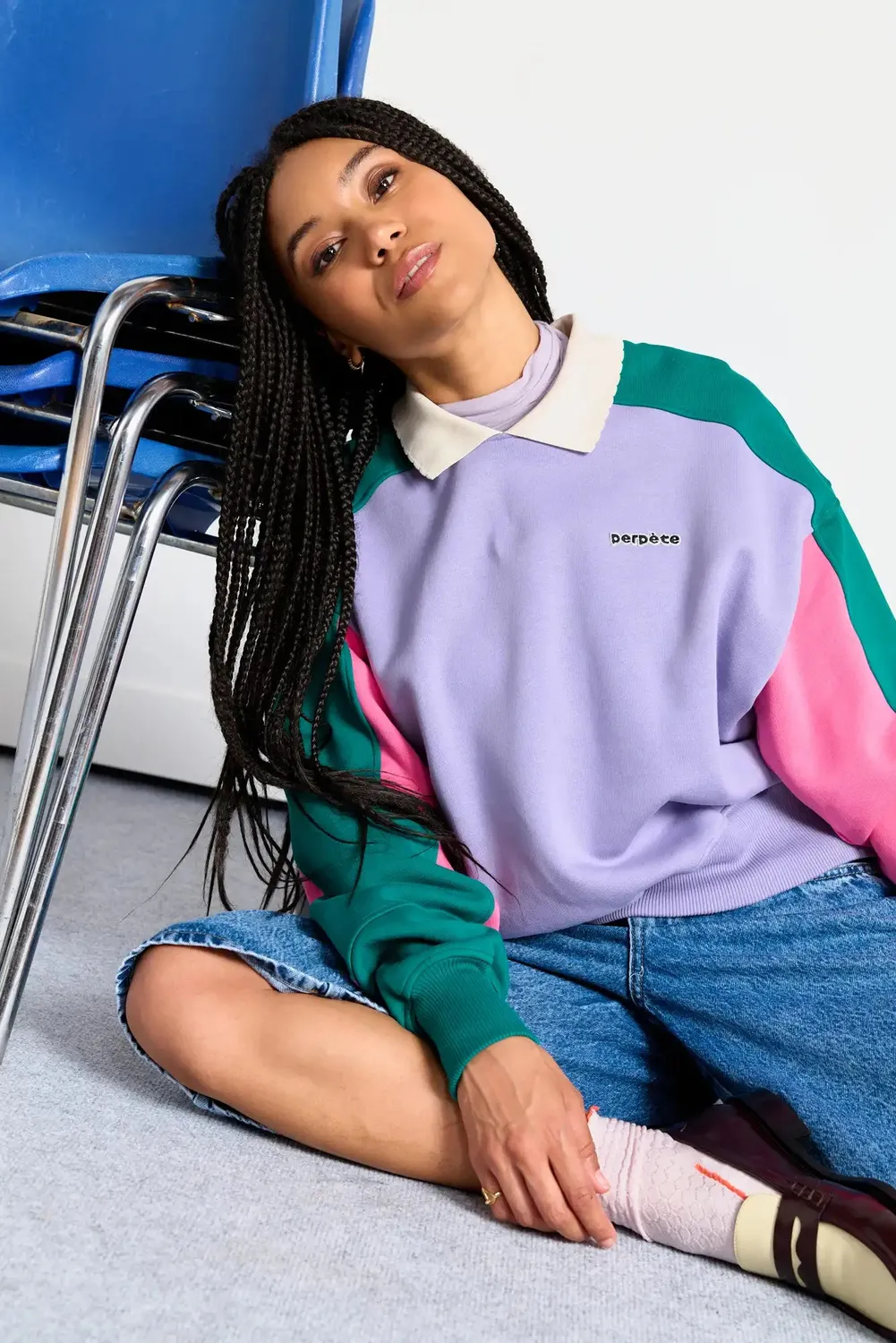 Perpète Mel sweat lilas colorblock