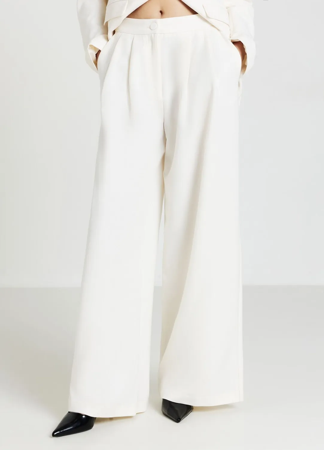 Calliope pantalon palazzo à pinces femme large taille S