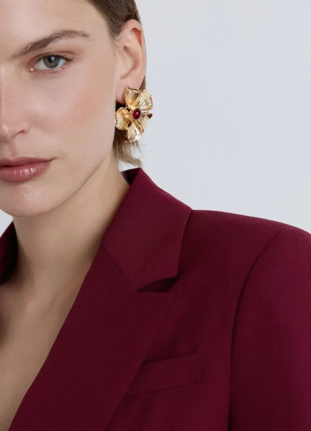 Calliope boucles oreilles fleur femme pierre centrale