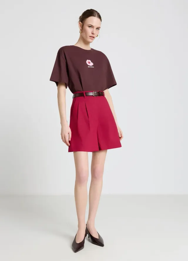 Calliope bermuda lin femme taille haute jambe large